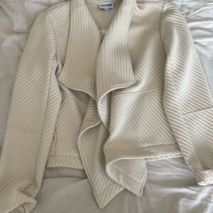 Ivory Ribbed Open Front Jacket